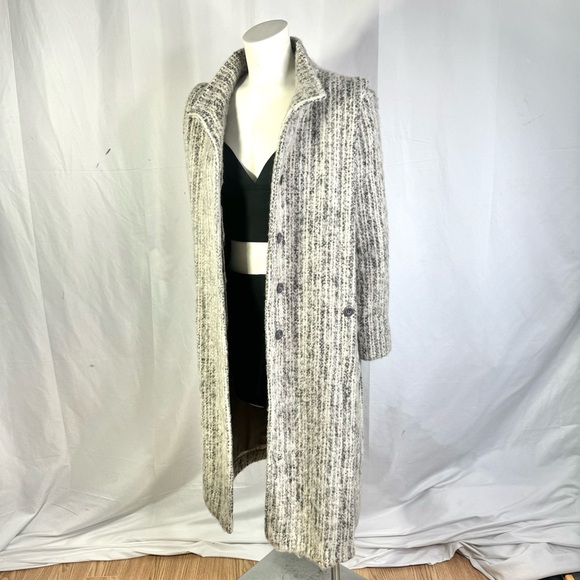 PIERRE DESMARAIS WINTER WOOL COAT WHITE GREY TRENCH COAT VINTAGE MADE IN CANADA - Picture 11 of 15